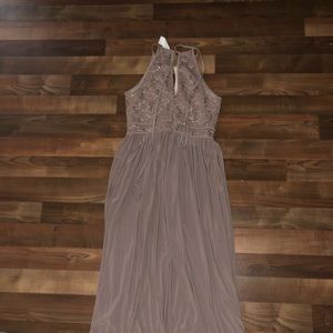 Long, Dark Beige Prom Dress